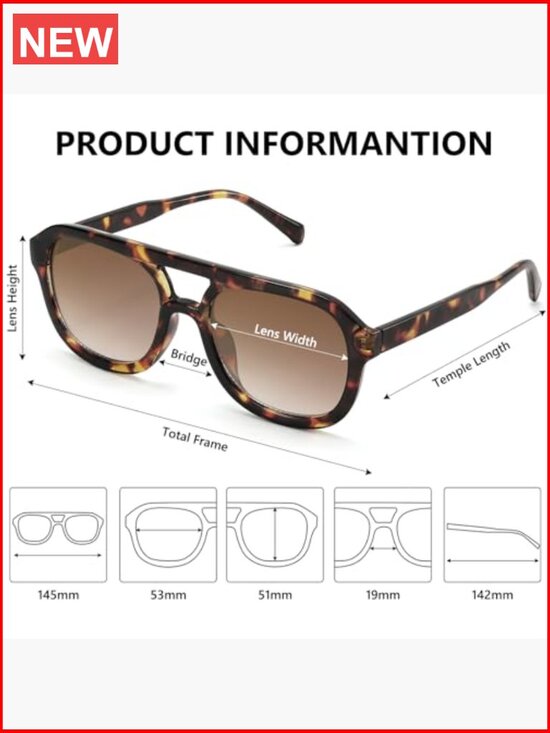 Retro Aviator Sunglasses Square Pilot Shades Wrap Around Frame
